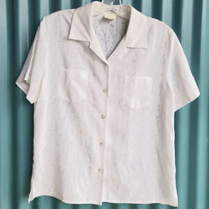 Vintage Steilmann Made in Germany White Short Sleeve Blouse with buttons size 10
